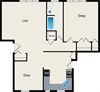 One Bedroom Floor Plan at Reside on Irving Park